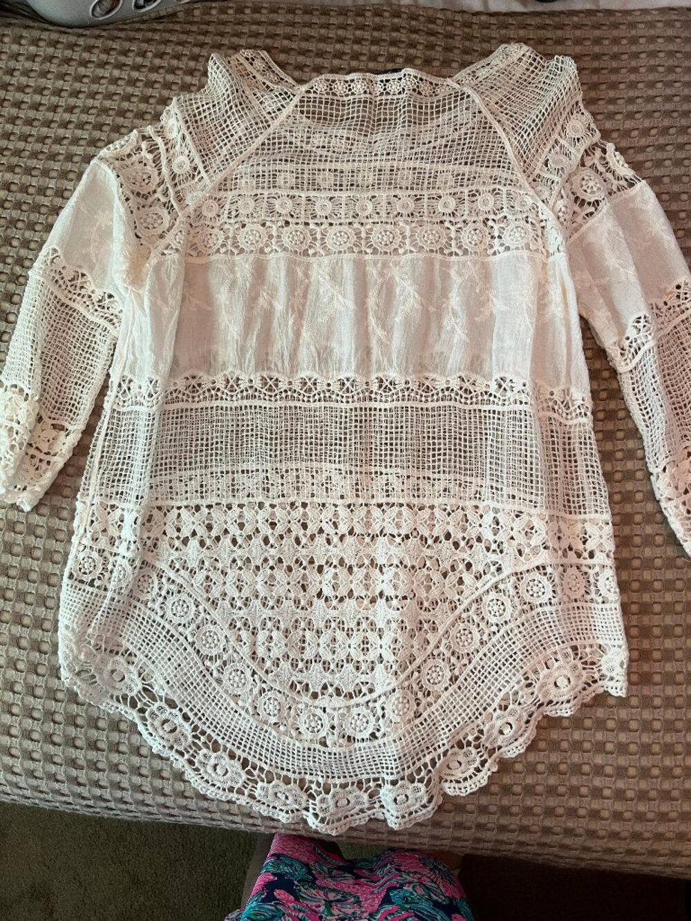 Ruff Hewn Cream Lace Top Size XL - Picture 2 of 3